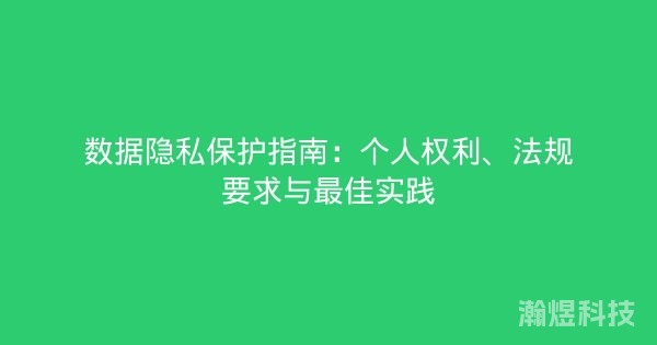 数据隐私保护指南：个人权利、法规要求与最佳实践