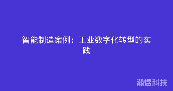 智能制造案例：工业数字化转型的实践